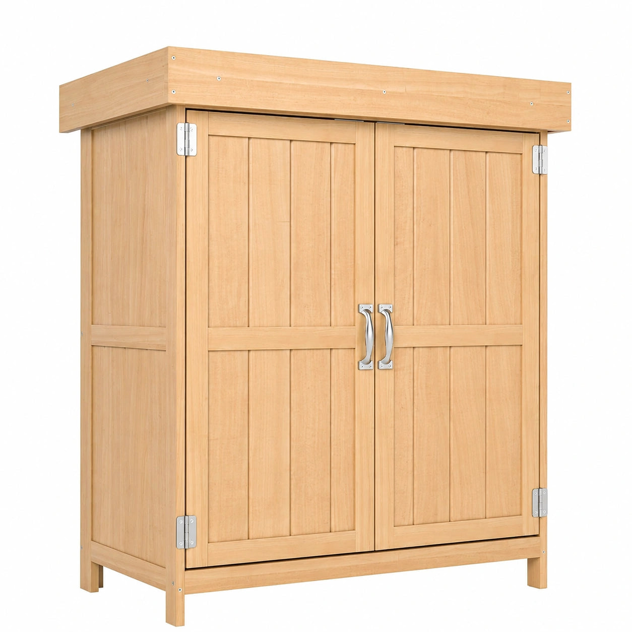 Outsunny Gartenschrank aus wetterfestem Tannenholz, 2 Fächer, Doppeltür, 74x43x88cm