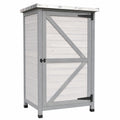 Wetterfester Gartenschrank mit Regalböden und Flachdach - Grau/Hellgrau