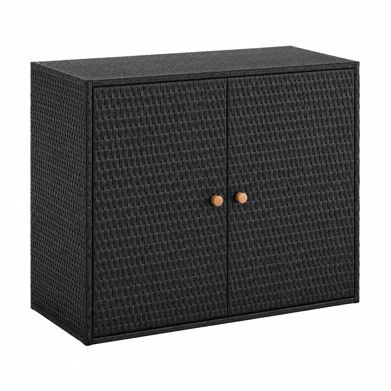 ADWOA Gartenkommode aus Poly Rattan, Schwarz, 100x55,5x80 cm