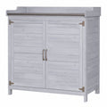 Gartentisch mit Stauraum, wetterfester Pflanzenschrank, verzinkte Oberfläche, höhenverstellbare Einlegeböden, Schrank für Balkon und Terrasse, 98x48x95cm (Grau)
