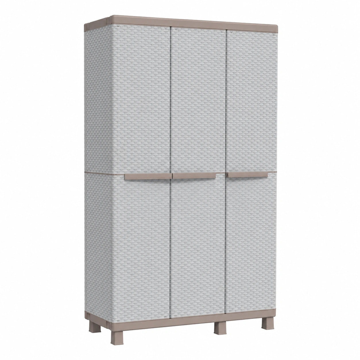 Vielseitiger Rattanschrank mit drei Türen, für Innen- und Außenbereiche, 102x39x170 cm