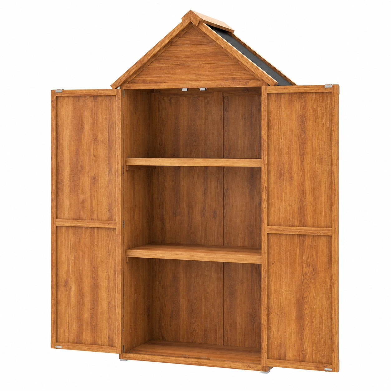 Aoxun Holz-Gartenschuppen 73x39x169 cm, wetterfest mit Regalen, Asphaltdach & Doppeltüren, ideal für Balkon und Terrasse