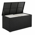 Garten-Auflagenbox aus Aluminium Polyrattan, wetterfest, 750L, mit Gasdruckfedern und UV-Schutz, 145x82,5x79,5 cm, schwarz