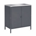 casa.pro Wetterfester Outdoor-Schrank Bolognano, Balkonschrank mit Zwei Türen, 92x80x50 cm, Dunkelgrau, für Innen- und Außenbereiche