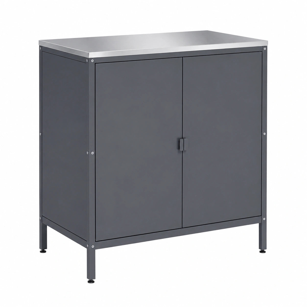 casa.pro Wetterfester Outdoor-Schrank Bolognano, Balkonschrank mit Zwei Türen, 92x80x50 cm, Dunkelgrau, für Innen- und Außenbereiche