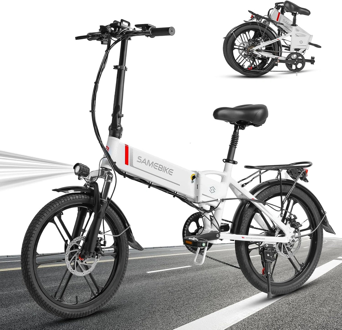 SAMEBIKE E-Bike, 20 Zoll, Reichweite bis 80 km, 10,4 Ah, 48 V