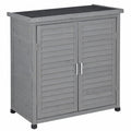 Holzschrank für Garten mit Neigungsdach, 3 Ablagen, Doppeltür, Grau, 97x86,5x47 cm