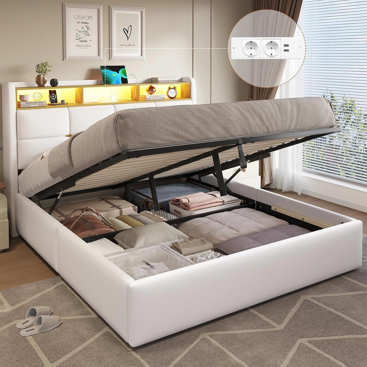 DICTAC Bett 160x200, Weiß