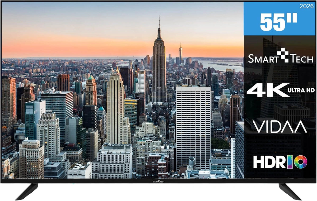 Smart Tech Fernseher 4K-UHD, 55 Zoll, 4K, WLAN, Schwarz