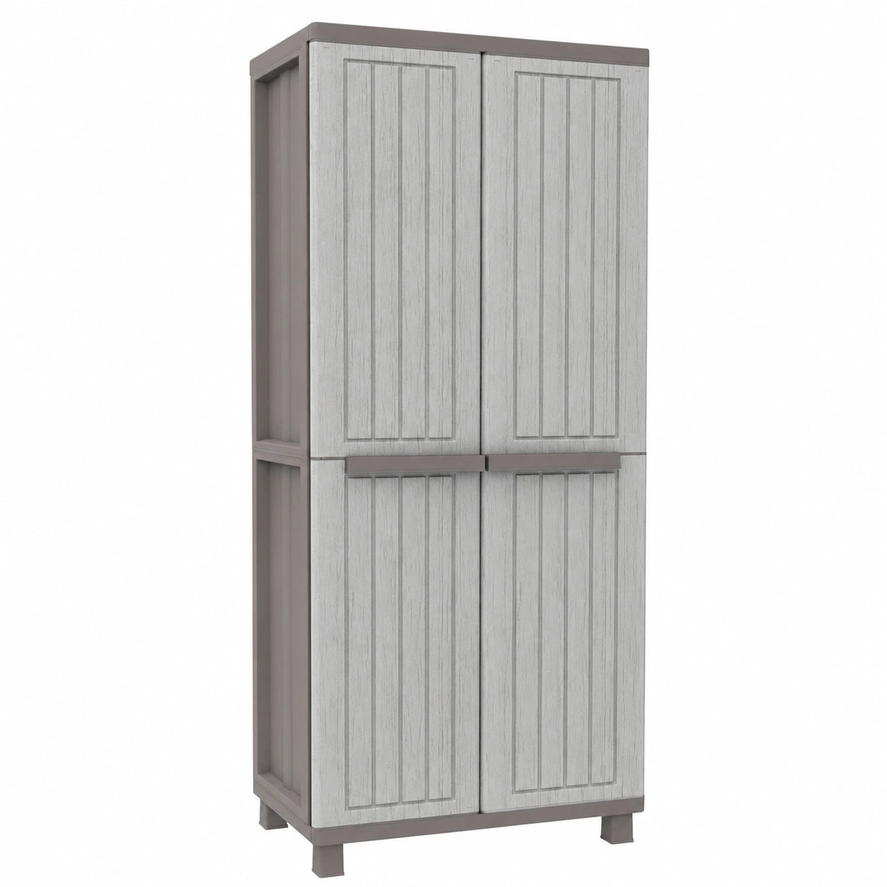 Jwood 368 Besenschrank, Holz-Optik, 4 Einlegeböden, Innen/Außen Taubengrau 68x37,5x170 cm