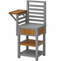 Wetterfester Gartenschrank aus Holz für draußen – Geräteschrank mit Edelstahl-Arbeitsfläche und doppelter Ablage, Grillstation mit extra Stauraum, robuster Küchenschrank (74x54x149 cm)