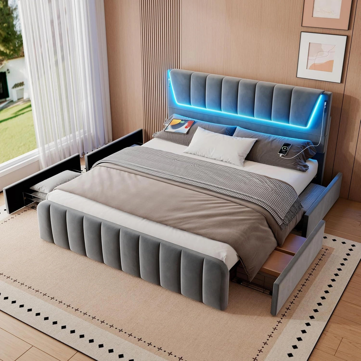 Mydtt Bett 180x200, 180 × 200 cm, Grau