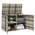 Outsunny Wetterfeste Rattan Auflagenbox 350L mit Hebestangen und UV-Schutz, Garten-Truhe für Terrasse und Balkon, 118x57x69 cm, Mischgrau